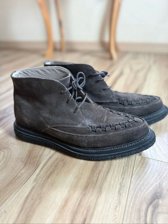 AllSaints Mens Brown Leon Suede Leather Lace Up Woven Chukka Boots Size 42 main image 7